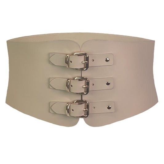 TRIPLE BUCKLE BELT - NUDE