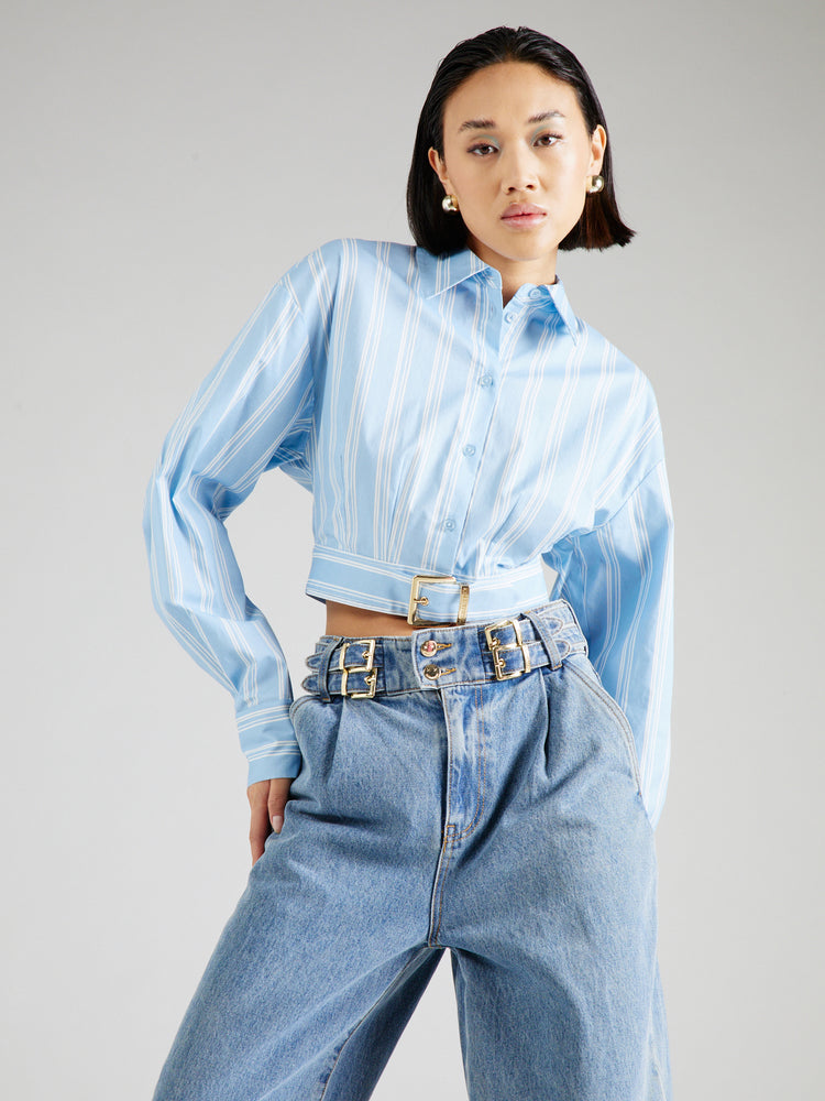 GOTS BINIA BLOUSE - BLUE/WHITE STRIPED