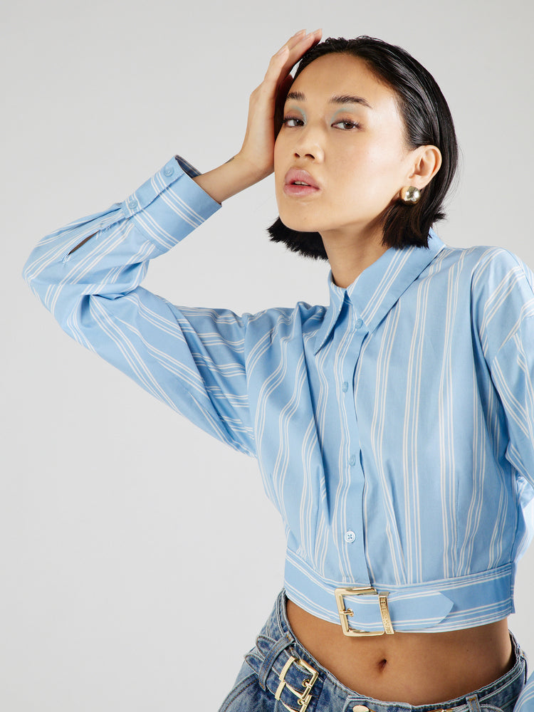 GOTS BINIA BLOUSE - BLUE/WHITE STRIPED