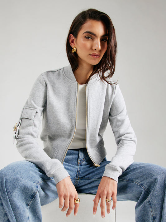 SWEATSHIRT WITH POCKET DETAIL – GREY