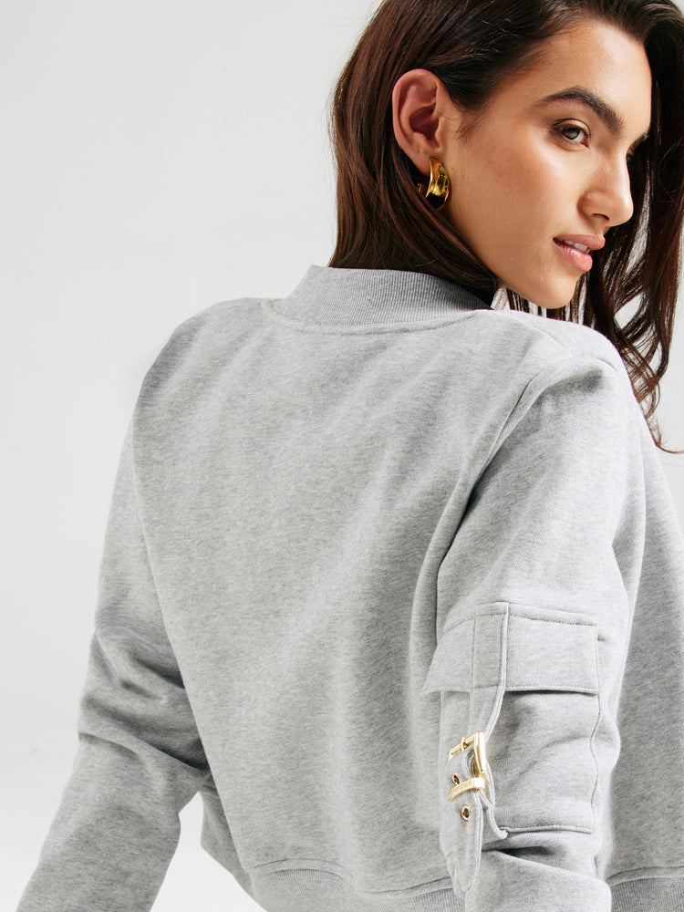 SWEATSHIRT WITH POCKET DETAIL – GREY