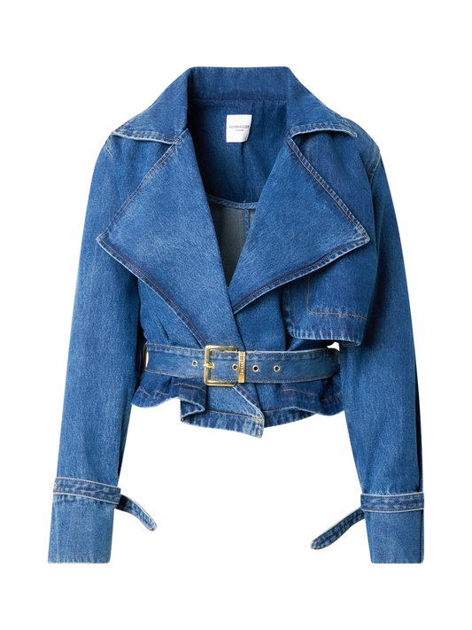 SHORT DENIM TRENCHCOAT