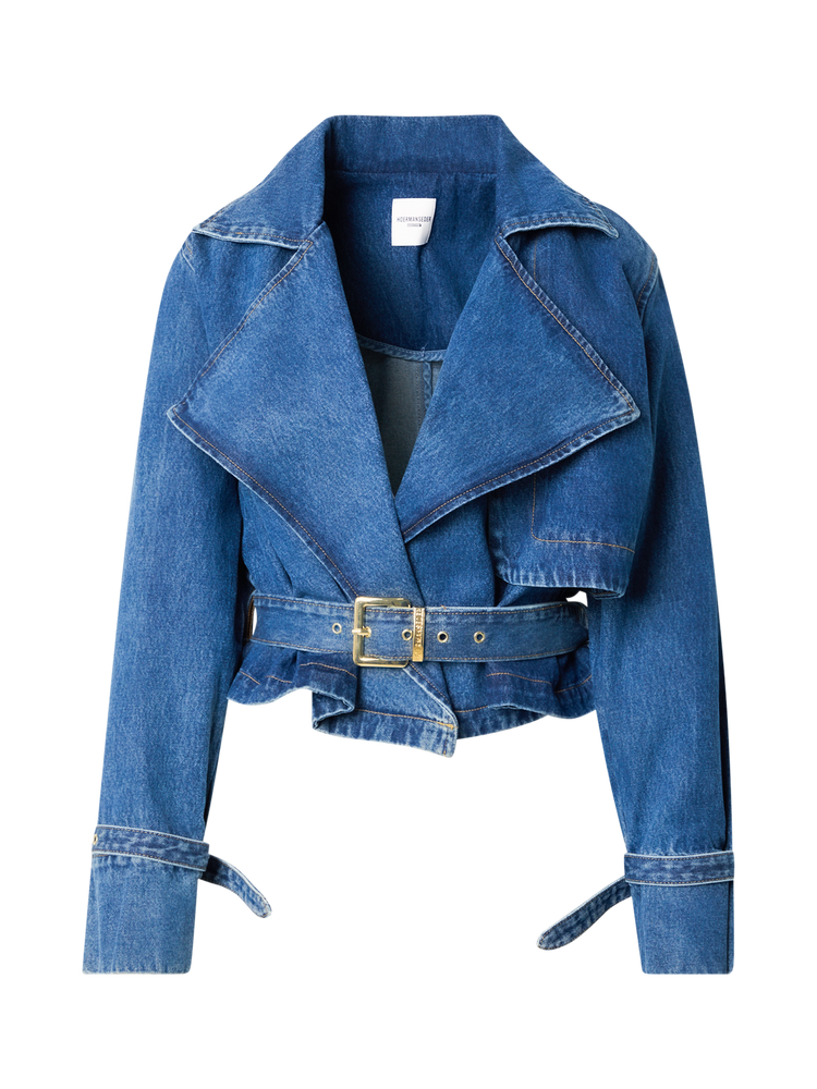 SHORT DENIM TRENCHCOAT